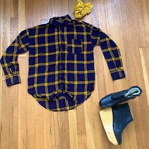 Plaid Cotton Button Down Long Sleeve Shirt